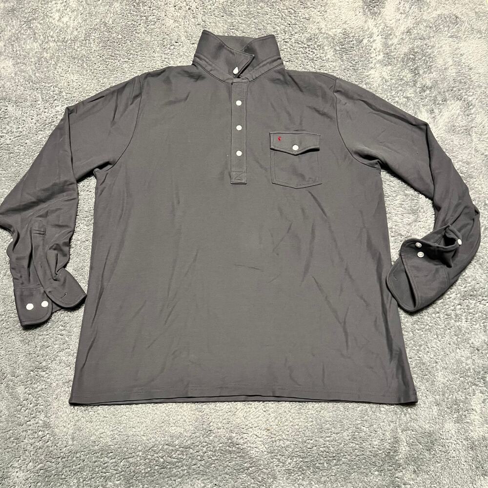 Criquet Polo Shirt Mens XL Grey Long Sleeve 100% Pima Cotton Solid Golf